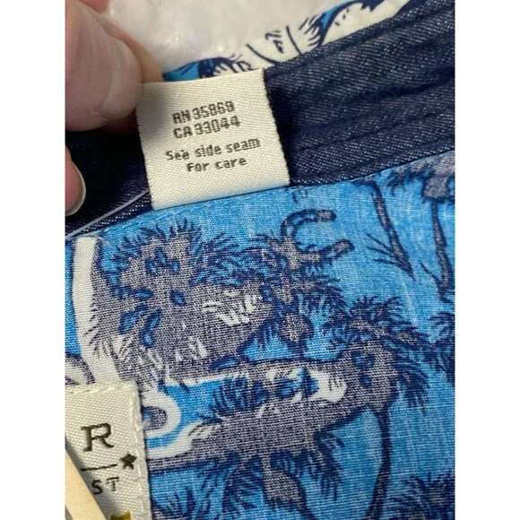 Roper Women's Blue Palm Tree Horseshoes rodeo ready Pearl Snap Western Shirt M - Picture 5 of 10